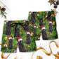 Christmas Black Cat Beach Shorts Pattern Detail For Sunny Day Adventures And Weekend Casual Style