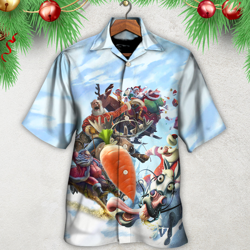 Christmas Santa Hawaiian Shirt Design View For Warm Weather Events