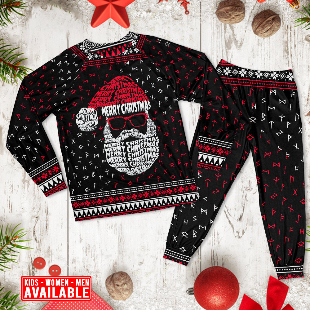 Retro Nordic Santa Christmas Long Sleeve Pajamas Set For Holiday Bedtime And Cozy Home Wear