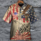 Veteran Creative Pattern Hawaiian Shirt Collar And Front View For Tropical Vacations