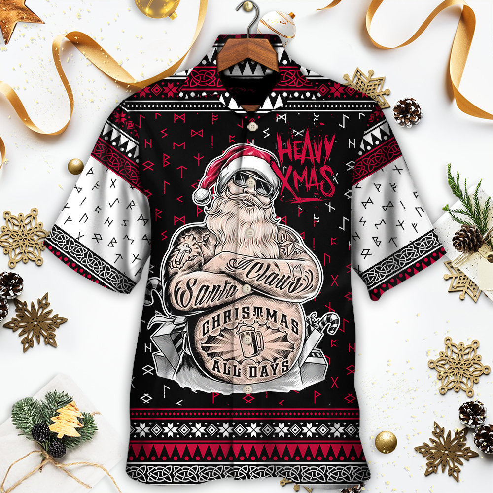 Festive Christmas Santa Hawaiian Shirt Artwork View For Vacation Style