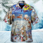 Christmas Santa Reindeer Hawaiian Shirt Design View For Casual Summer Styling