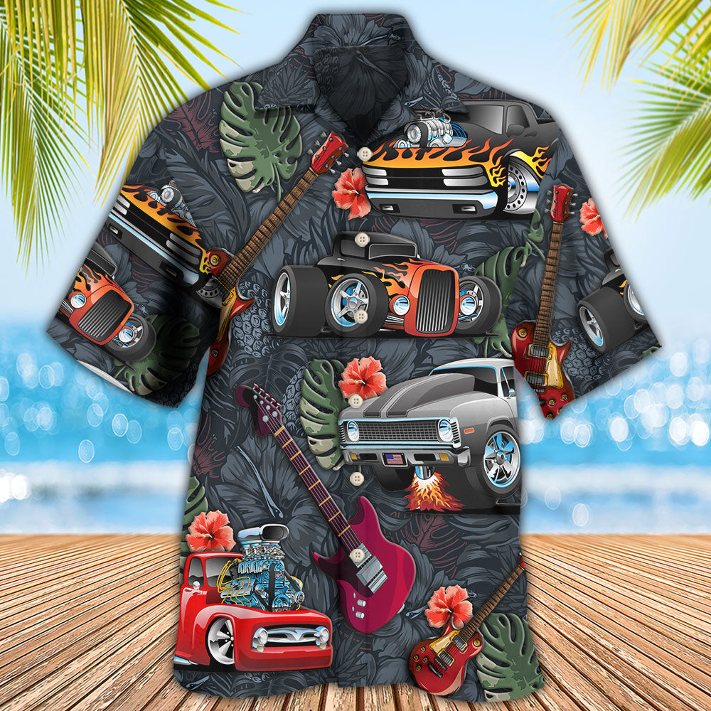 Guitar Hot Rod Rods Hawaiian Shirt Pattern View For Relaxed Warm Weather Outfits