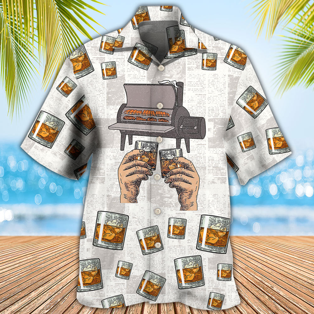 Wine Bourbon Smoker Maybe People Hawaiian Shirt For Summer Events And Casual Outdoor Wear