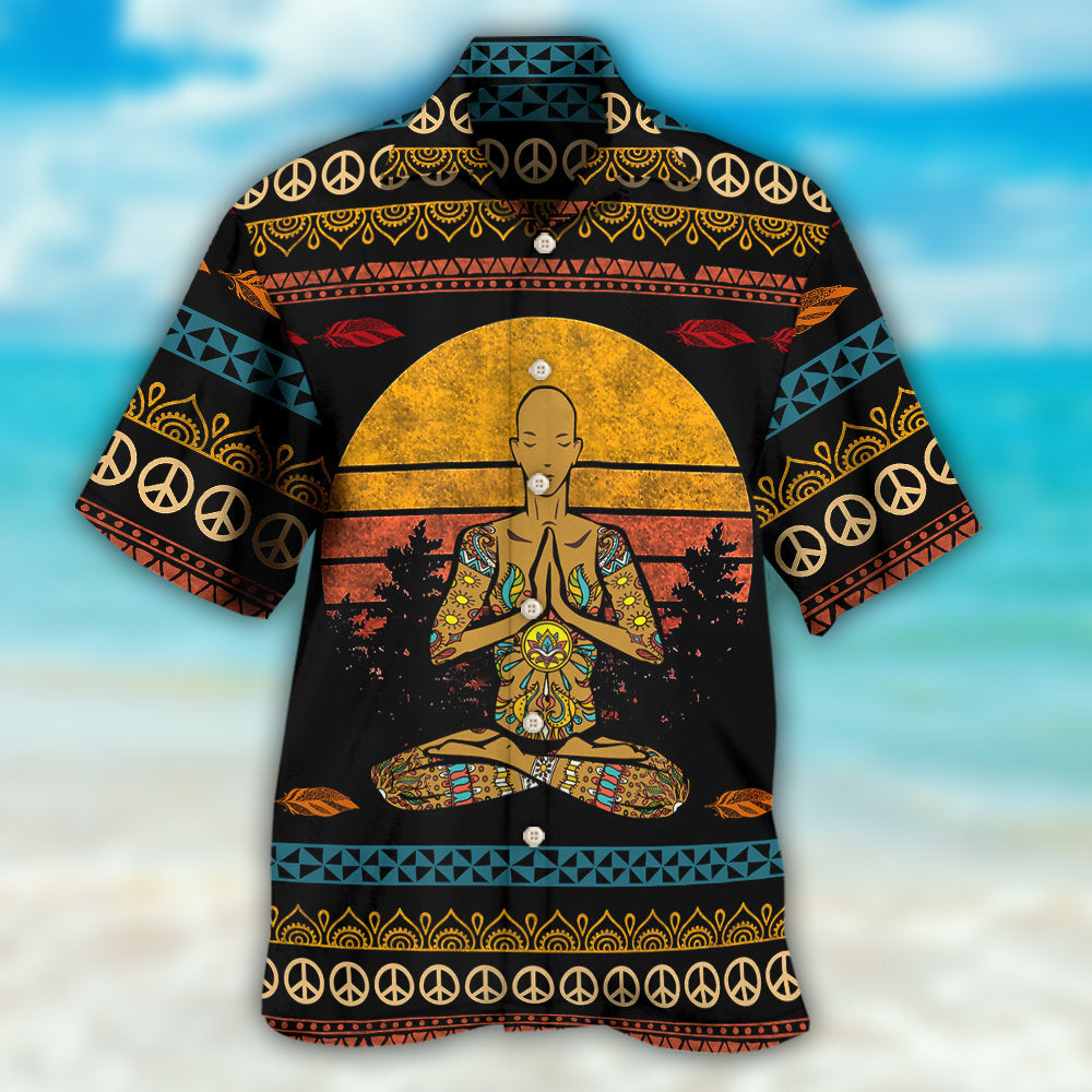 Yoga Mostly Peace Light Hawaiian Shirt For Beach Parties And Weekend Getaways