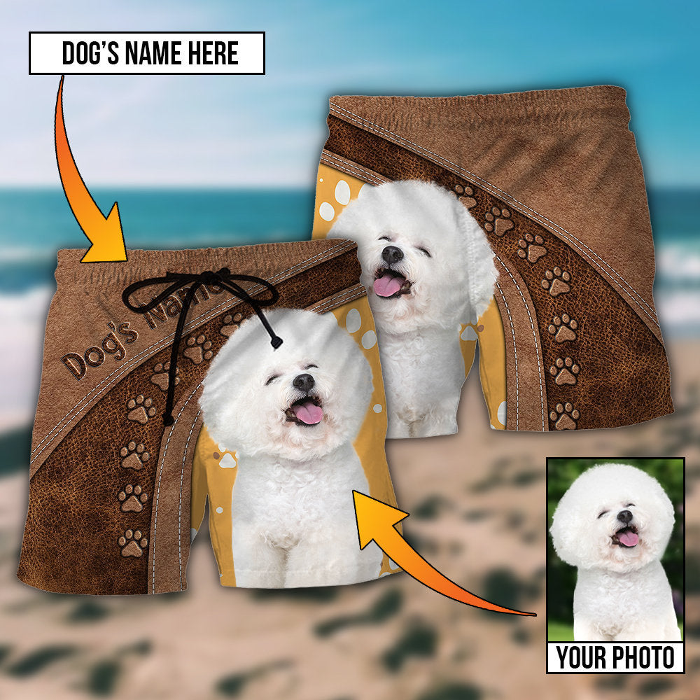 Dog Paw Various Leather Style Personalized Photo Beach Shorts For Outdoor Adventures And Thoughtful Seasonal Gifts