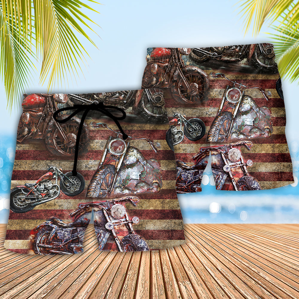 Motorcycle Americana Beach Shorts Pattern Detail For Sunny Day Adventures And Leisure And Relaxation