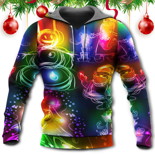Neon Christmas Snowman Tree Light Hoodie For Holiday Vacations Winter Events And Everyday Comfort