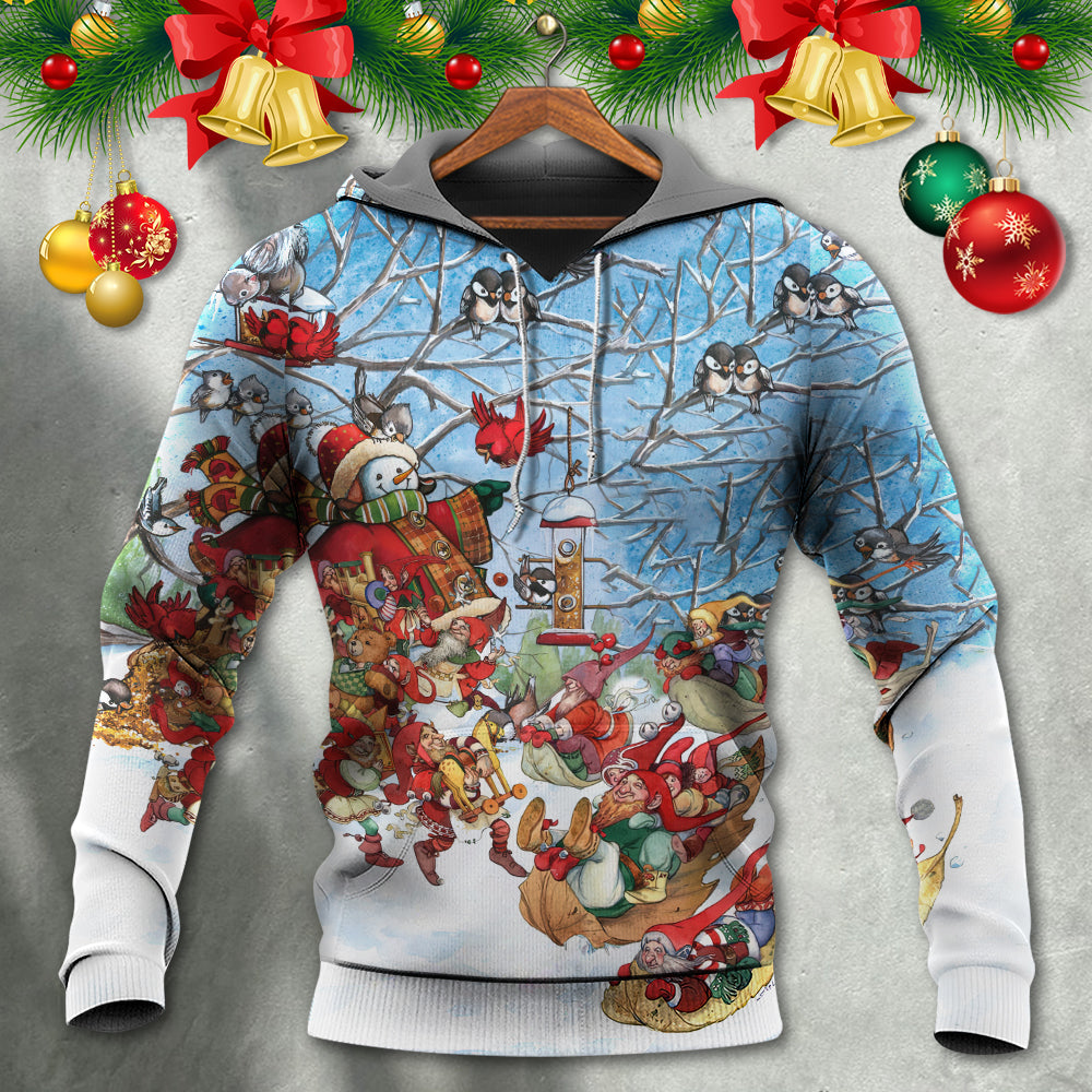Christmas Gnome Playing Winter Holiday Hoodie For Christmas Events Holiday Travel And Comfortable Casual Outfits