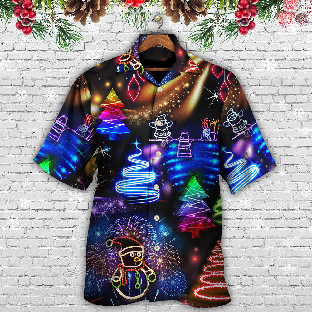Neon Snowman Christmas Santa Hawaiian Shirt For Poolside Relaxation And Sunny Getaways