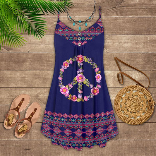 Hippie Peaceful Summer Vibes Limited 2 – Women's Summer Sleeveless V-Neck Camisole Dress