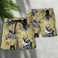 Cat Warrior Beach Shorts Pattern Detail For Seaside Leisure And Relaxed Casual Wear