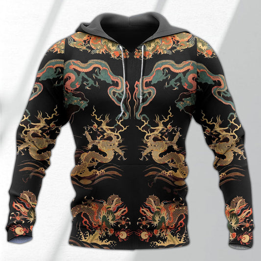 Chinese Royal Dragon Hoodie For Fantasy Lovers Casual Streetwear Travel And Everyday Comfort