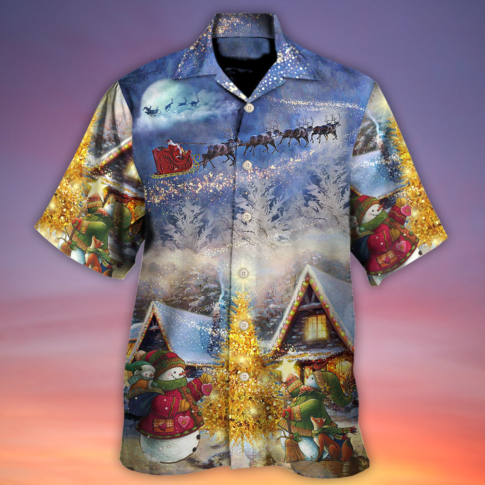 Snowman Christmas Reindeer Family Gift Light Hawaiian Shirt Design Detail For Beach Days And Holiday Travel