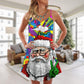 Christmas Hippie Santa Style V-Neck Sleeveless Cami Dress For Festivals Travel And Relaxed Casual Summer Wear