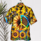 Bohemian Sunflower Peace Sign Hawaiian Shirt Pattern View For Lightweight Everyday Style