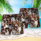 Vintage Tropical Dog Beach Shorts Pattern Detail For Summer Travel And Everyday Comfort