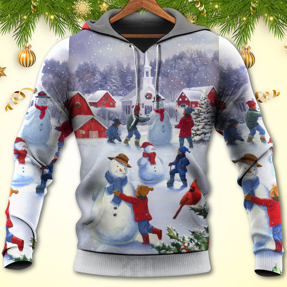 Christmas Children Love Snowman Town Hoodie For Christmas Events Holiday Travel And Comfortable Casual Outfits