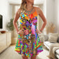 Hippie Patriotic Cool Style V-Neck Sleeveless Cami Dress For Summer Getaways Parties And Expressive Hippie Style