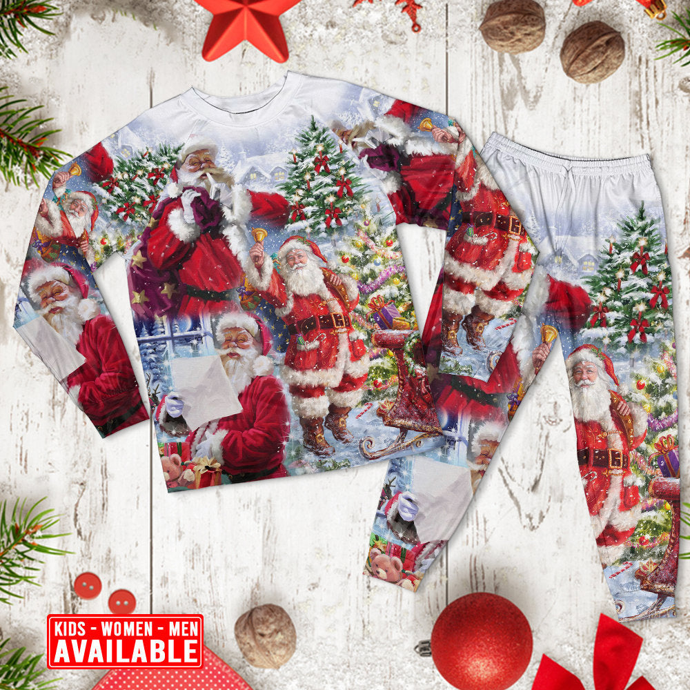 Santa Holiday Arrival Long Sleeve Pajamas Set For Christmas Sleepwear And Family Lounging