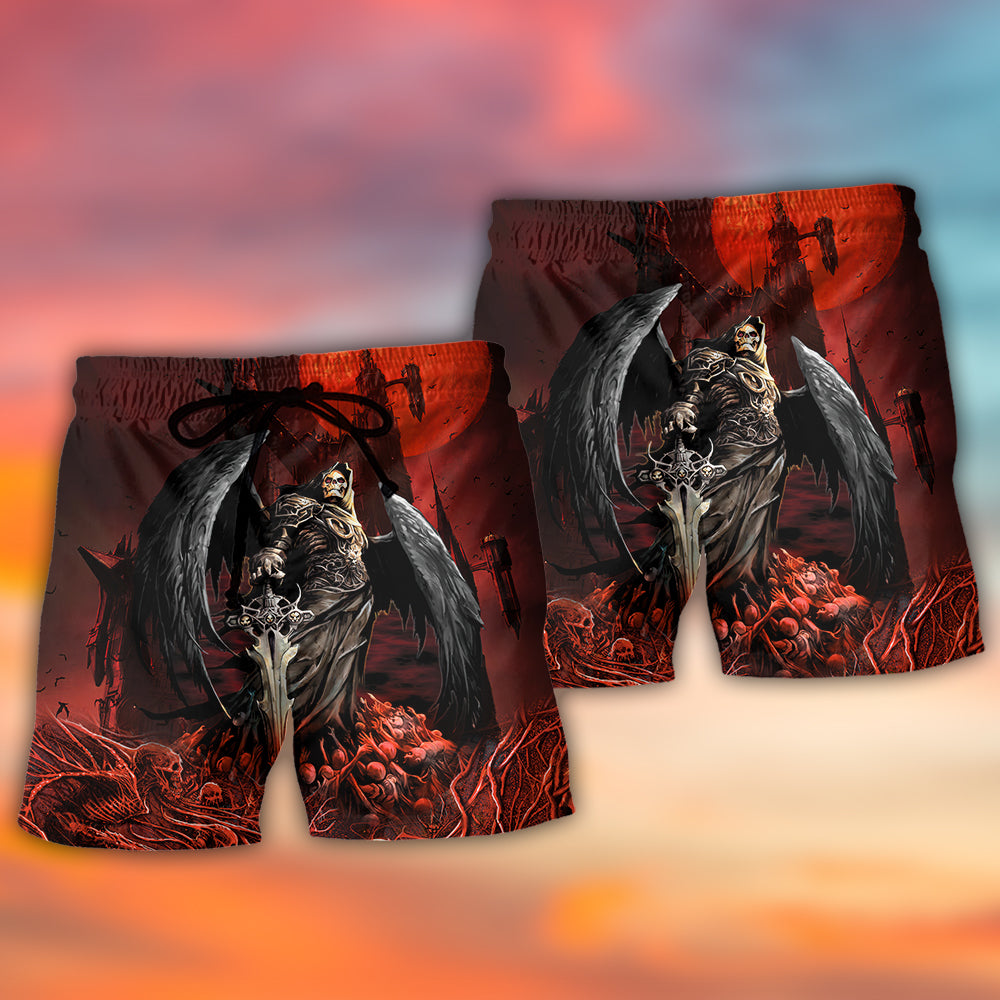 Halloween Skull Dark Blood Night Beach Shorts Pattern Detail For Outdoor Activities And Leisure And Relaxation