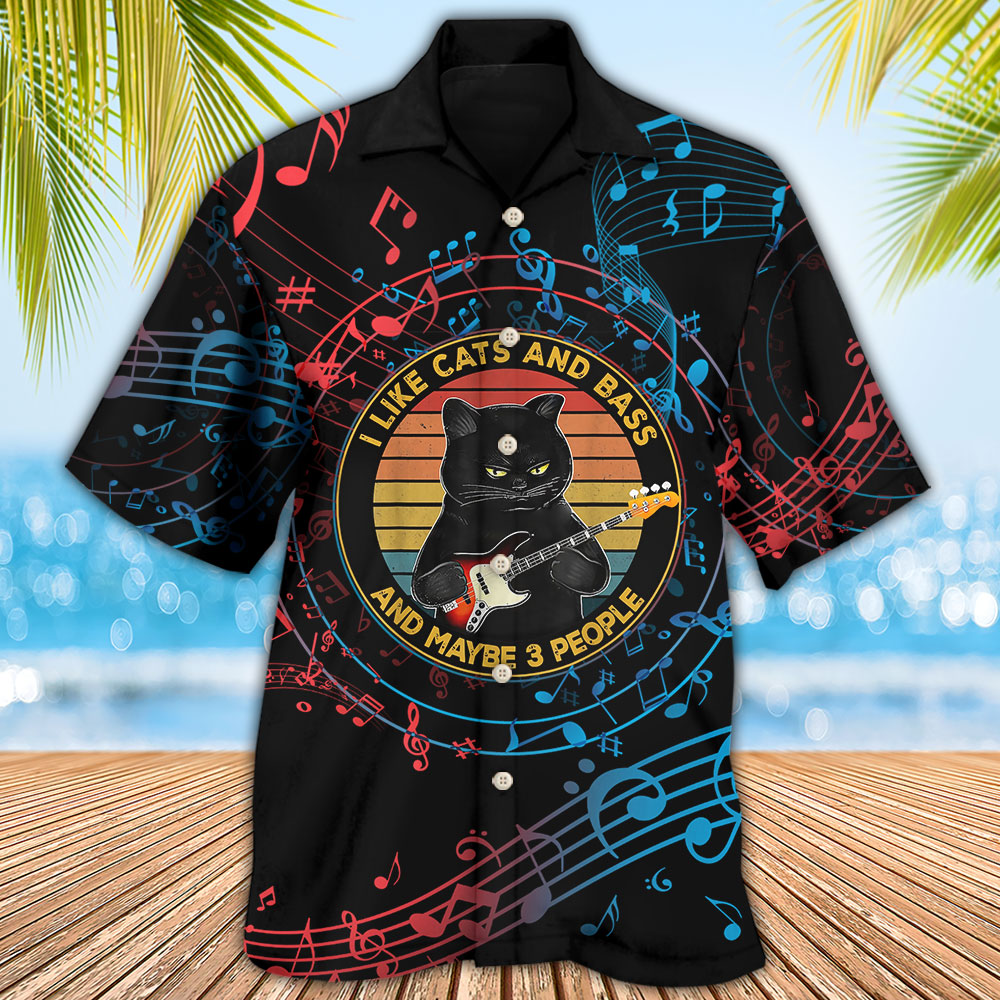 Guitar Cat Music Hawaiian Shirt For Resort Trips, Coastal Parties, And Warm Weather Style