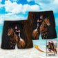 Horse Riding Leather Look Beach Shorts For Summer Vacation And Coastal Travel
