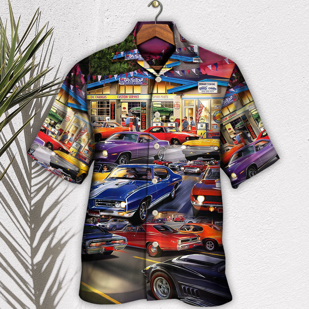 Classic Car Muscle Service Hawaiian Shirt For Poolside Relaxation And Sunny Getaways