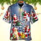 Christmas Santa Light Tree Hawaiian Shirt Collar And Front View For Coastal Travel