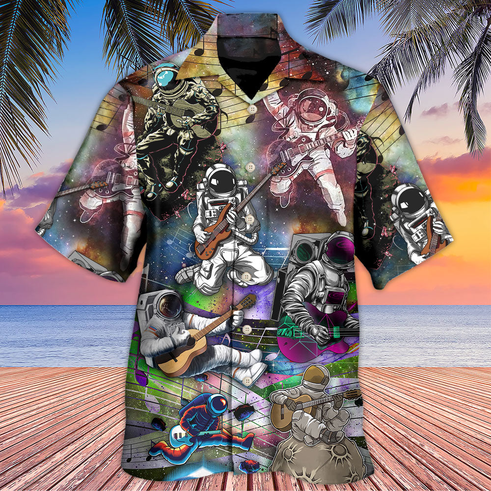 Guitar Astronaut Galaxy Music Hawaiian Shirt Design View For Resort Travel And Thoughtful Gifting