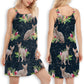 Cat Tropical Floral Sphynx V-Neck Sleeveless Cami Dress For Island Holidays And Thoughtful Gifting