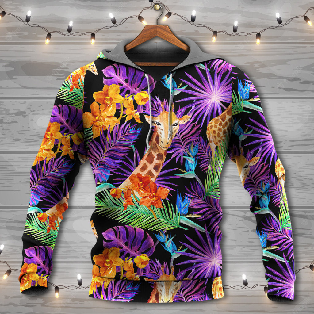 Tropical Colorful Giraffe Leaf Hoodie For Wildlife Inspired Outfits Outdoor Trips And Thoughtful Gifting