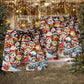 Funny Christmas Cat Happiness Beach Shorts Design View For Comfortable Resort And Beach Styling