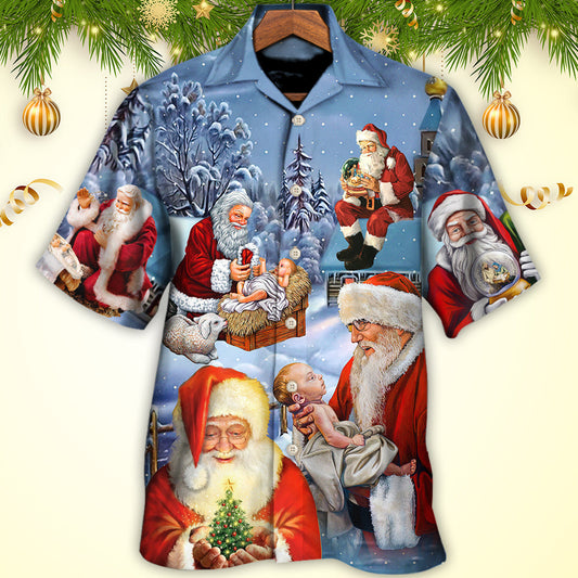 Happy Christmas Santa Faith Hawaiian Shirt Pattern View For Lightweight Everyday Style