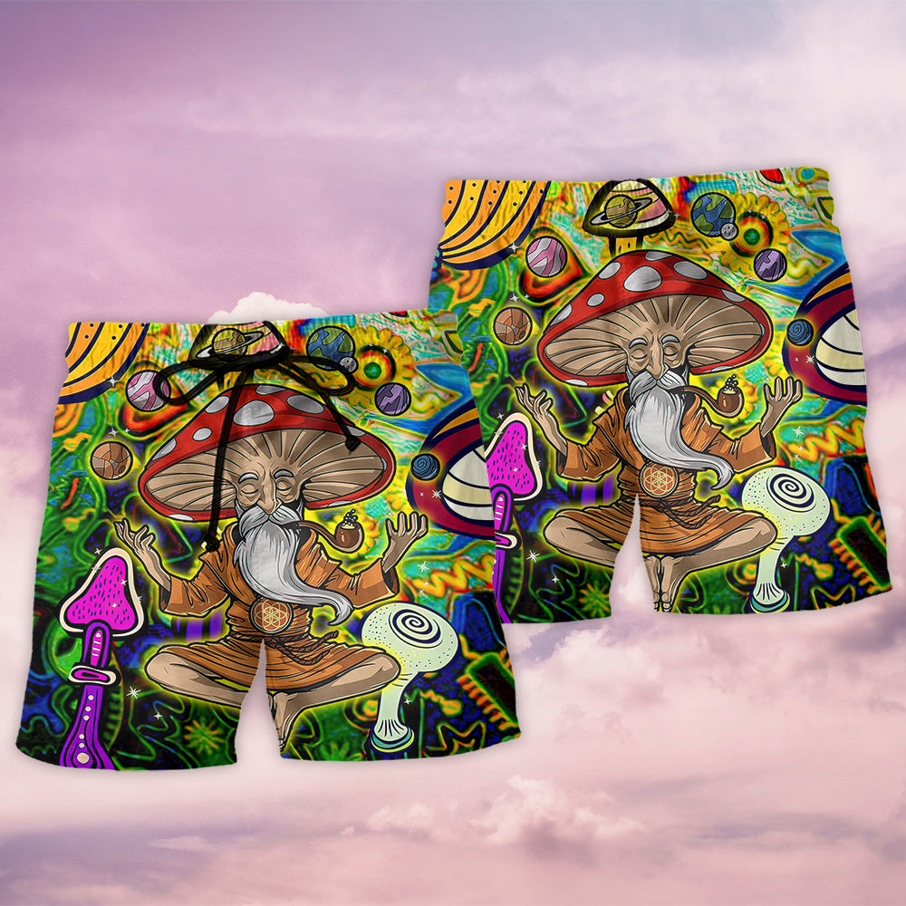 Hippie Mushroom Witch Colorful Beach Shorts Pattern Detail For Relaxed Warm Weather Outfits