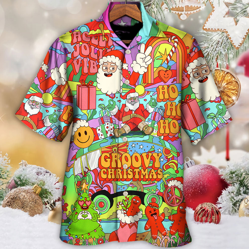 Christmas Hippie Santa Bus Peace Hawaiian Shirt Creative Print View For Vacation Style