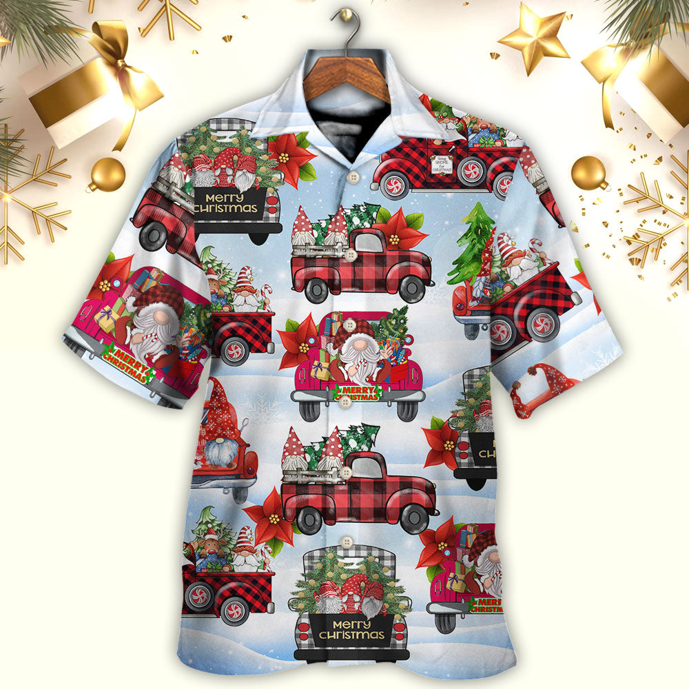 Festive Gnome Christmas Truck Hawaiian Shirt Pattern Detail For Thoughtful Gifting