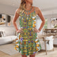 Tiki Tribal Mask Coconut Tropical V-Neck Sleeveless Cami Dress For Summer Events And Comfortable Everyday Style