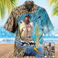 Blue Fishing Water Custom Photo Personalized Hawaiian Shirt Artwork Detail For Tropical Trips And Casual Outings