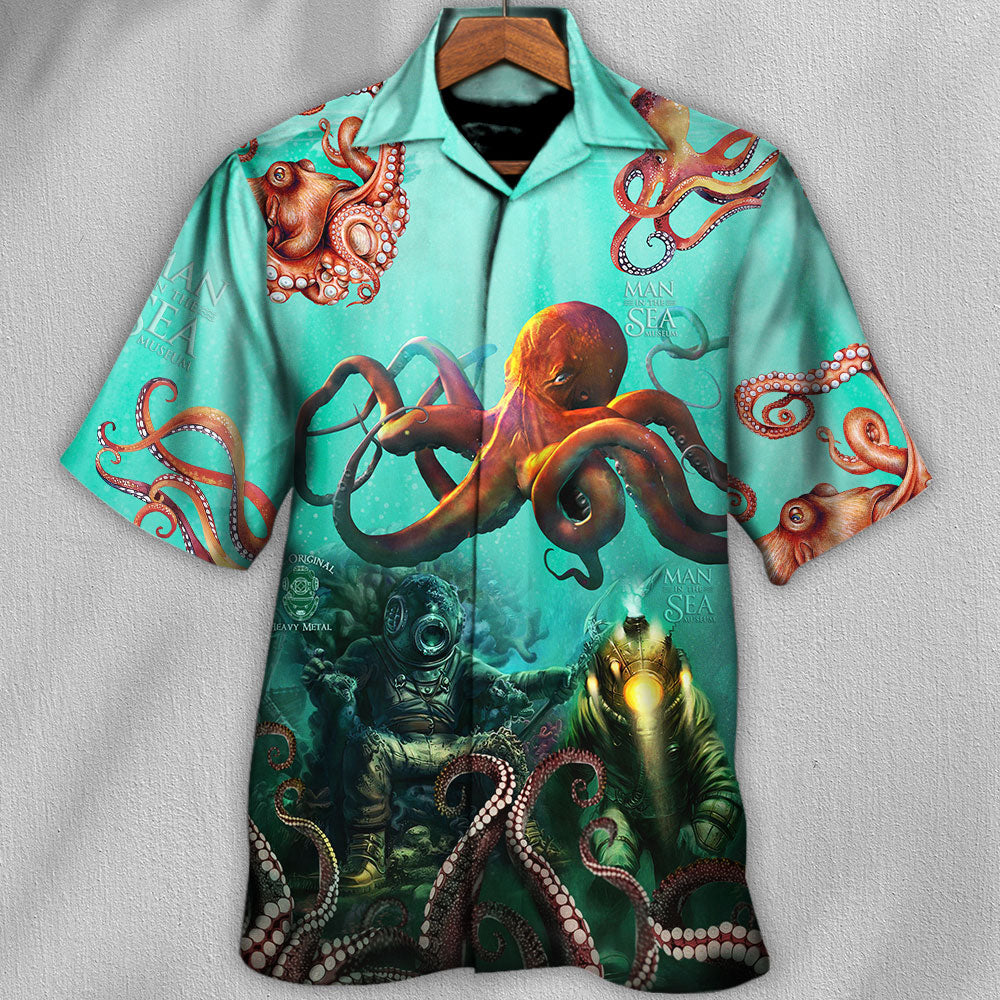 Octopus Custom Logo Unique Hawaiian Shirt Design View For Beach Days