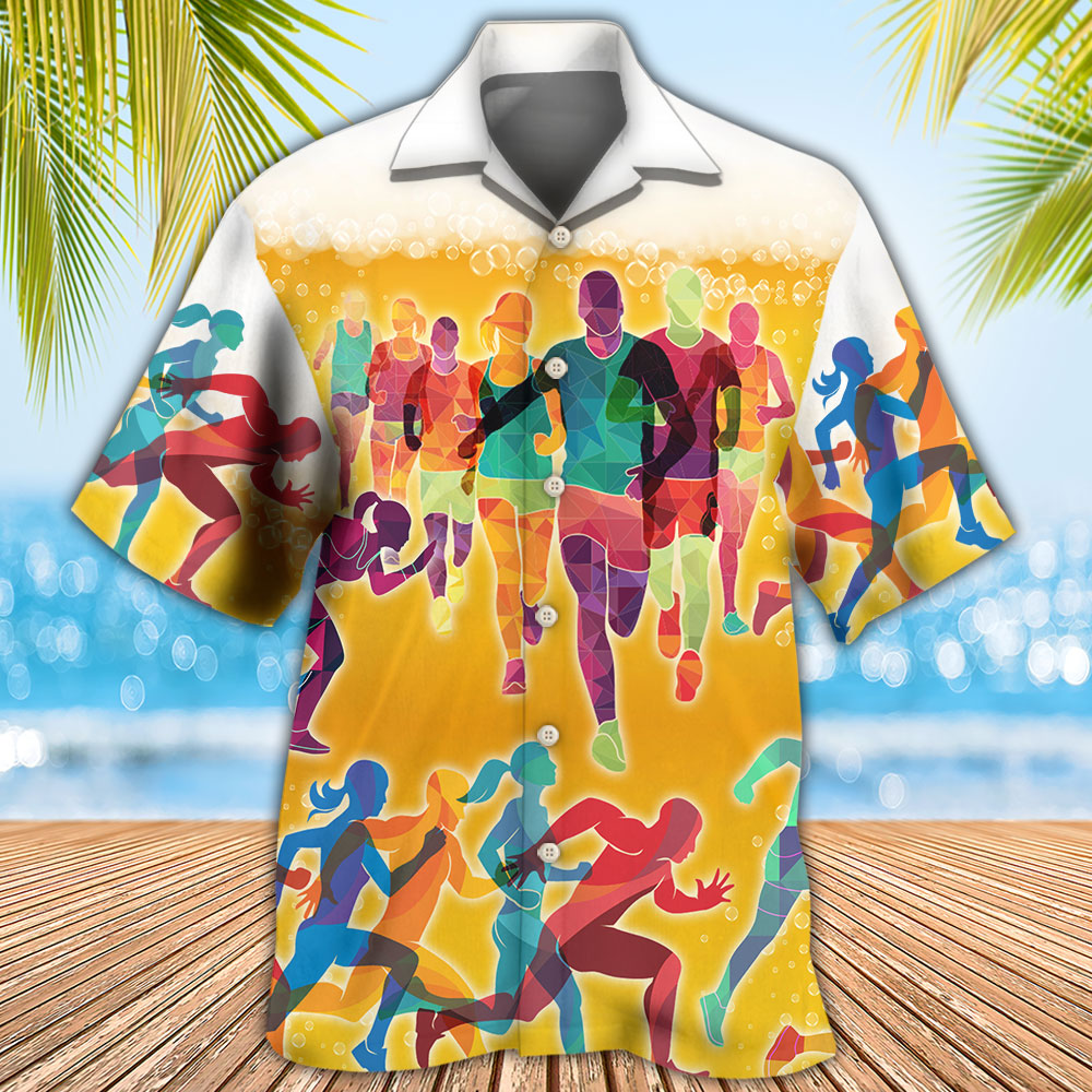Beer Running Hawaiian Shirt For Resort Getaways And Comfortable Summer Activities