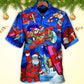 Christmas Reindeer Santa Airplane Hawaiian Shirt Artwork View For Tropical Vacations