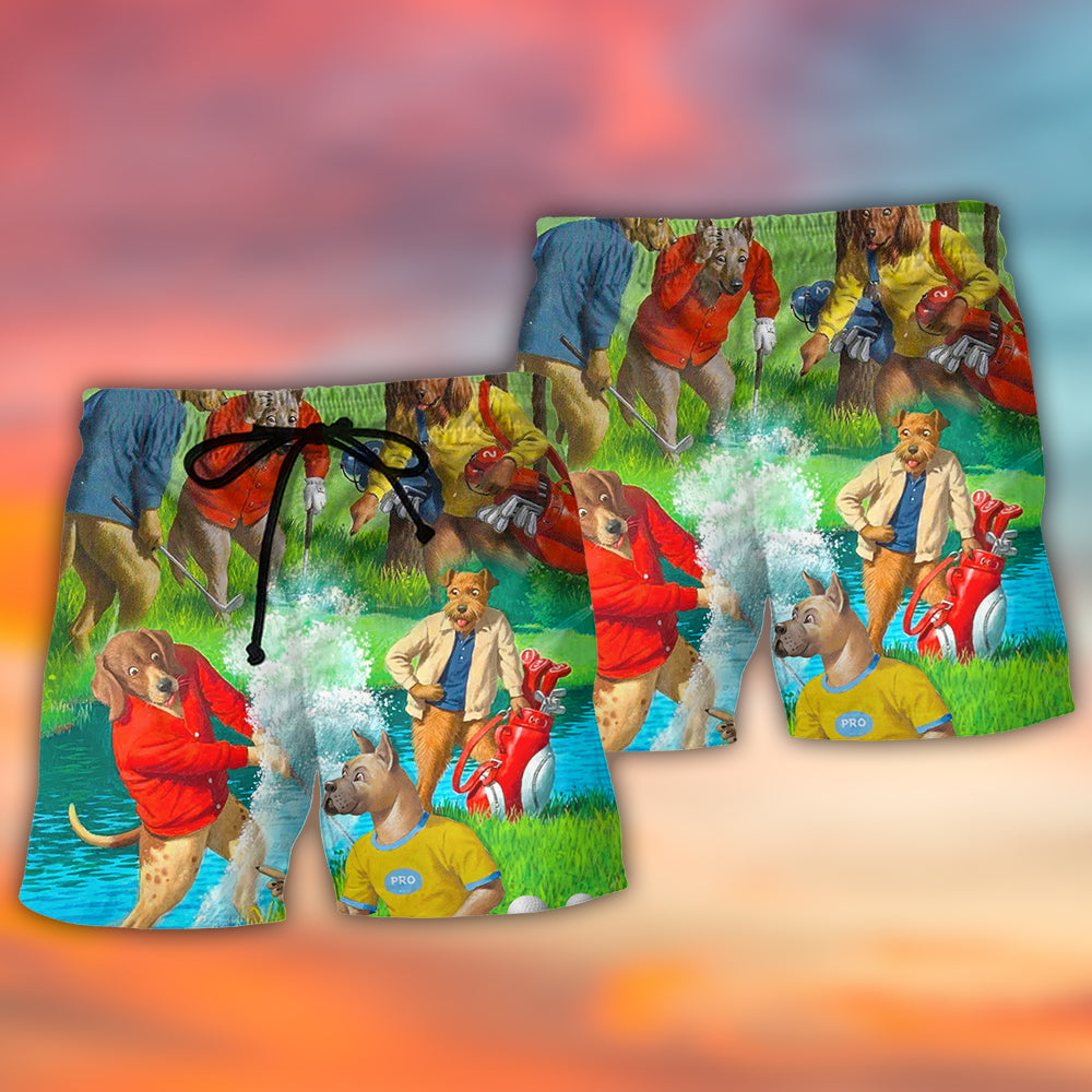 Golf Dog Cool Golf Lover Beach Shorts Pattern Detail For Relaxed Warm Weather Outfits