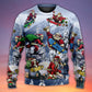 Christmas Santa Skateboarding Snow Mountain Sweater For Festive Events Weekend Outings And Comfortable Winter Style