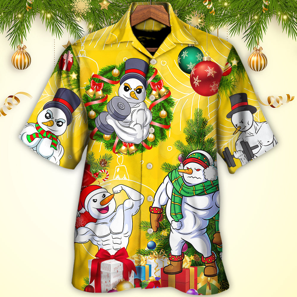 Christmas Snowman Workout Hawaiian Shirt Creative Print View For Outdoor Gatherings