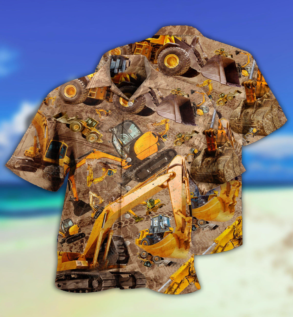 Excavator Hawaiian Shirt With Detailed Graphic For Resort Getaways Summer Adventures And Casual Gifting