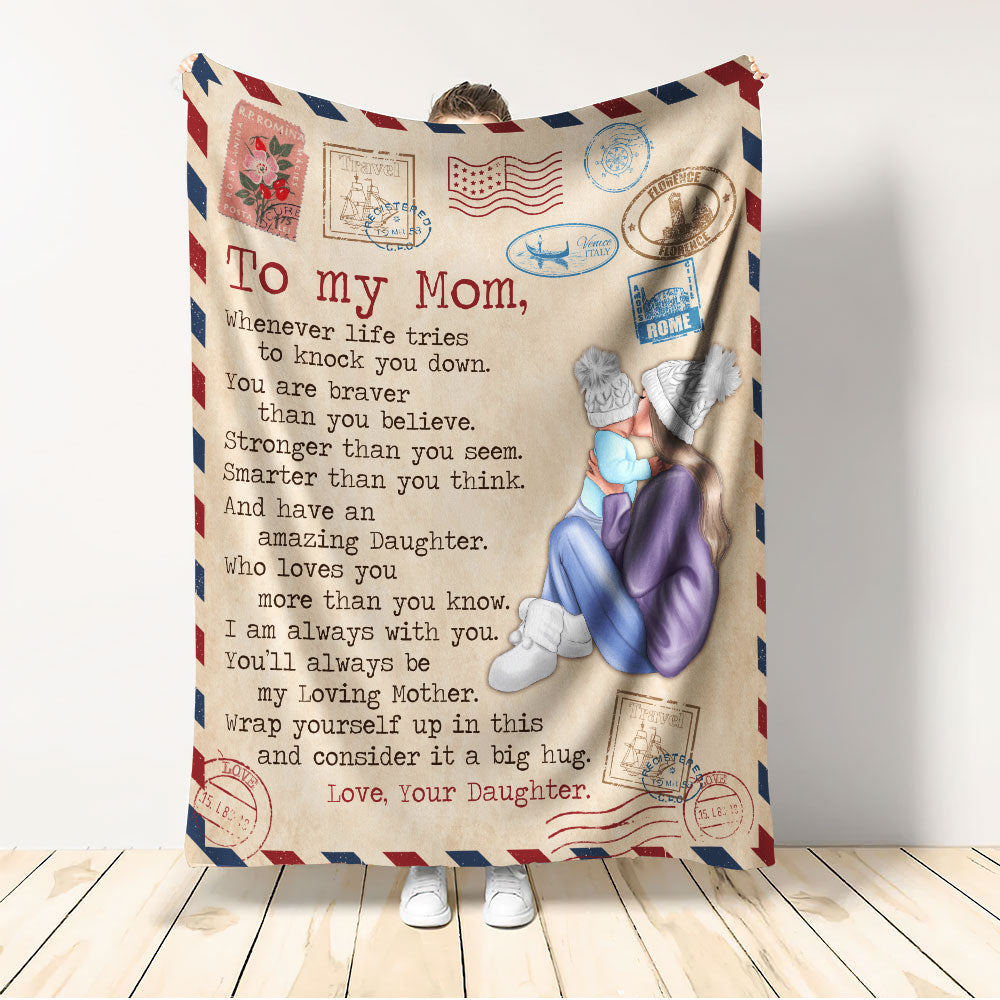 Mom Dear Mom Love Letter Flannel Blanket For Cozy Bedroom Sofa Decor