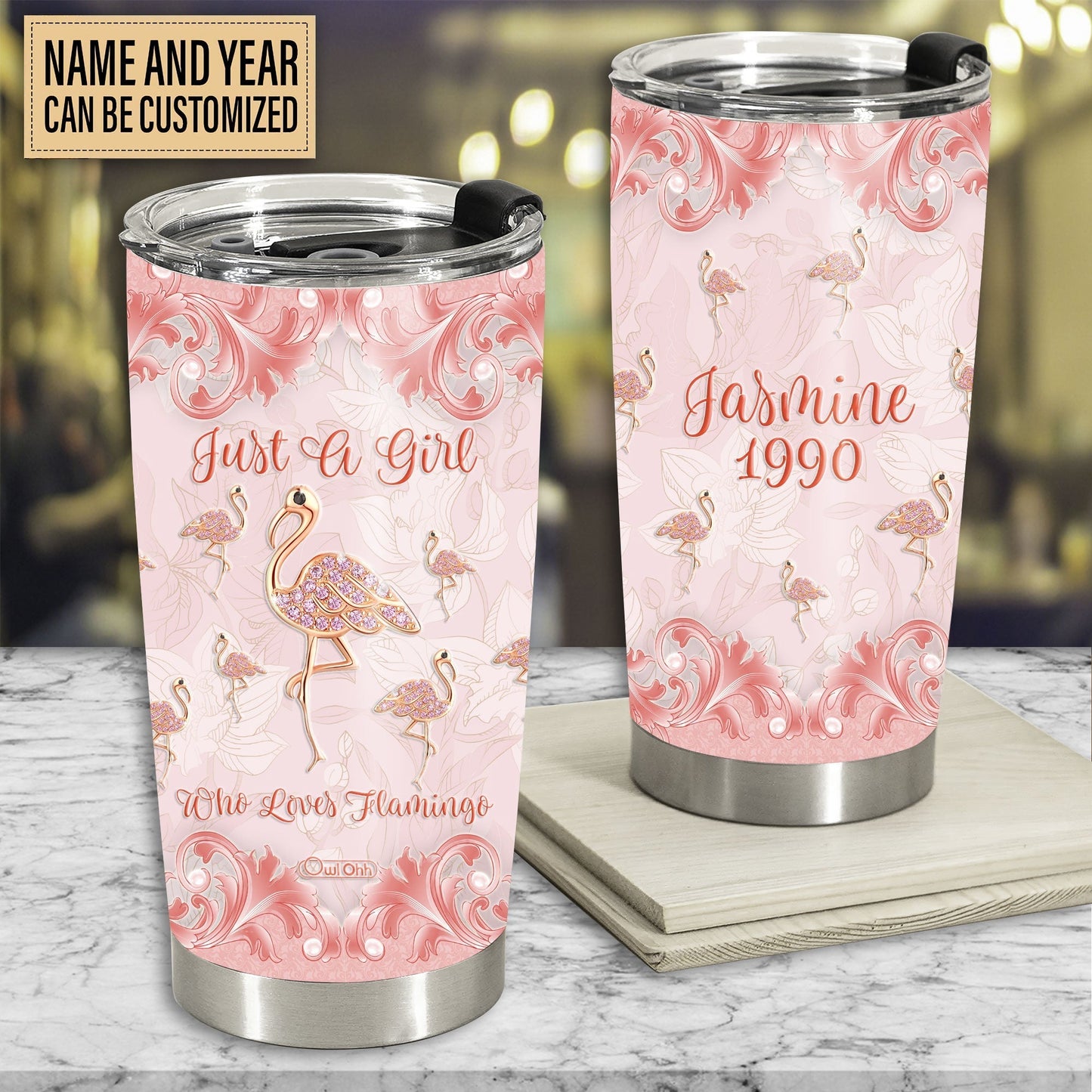 Flamingo Jewelry Art Personalized 20 Oz Tumbler For Coffee Travel And Daily Drinks