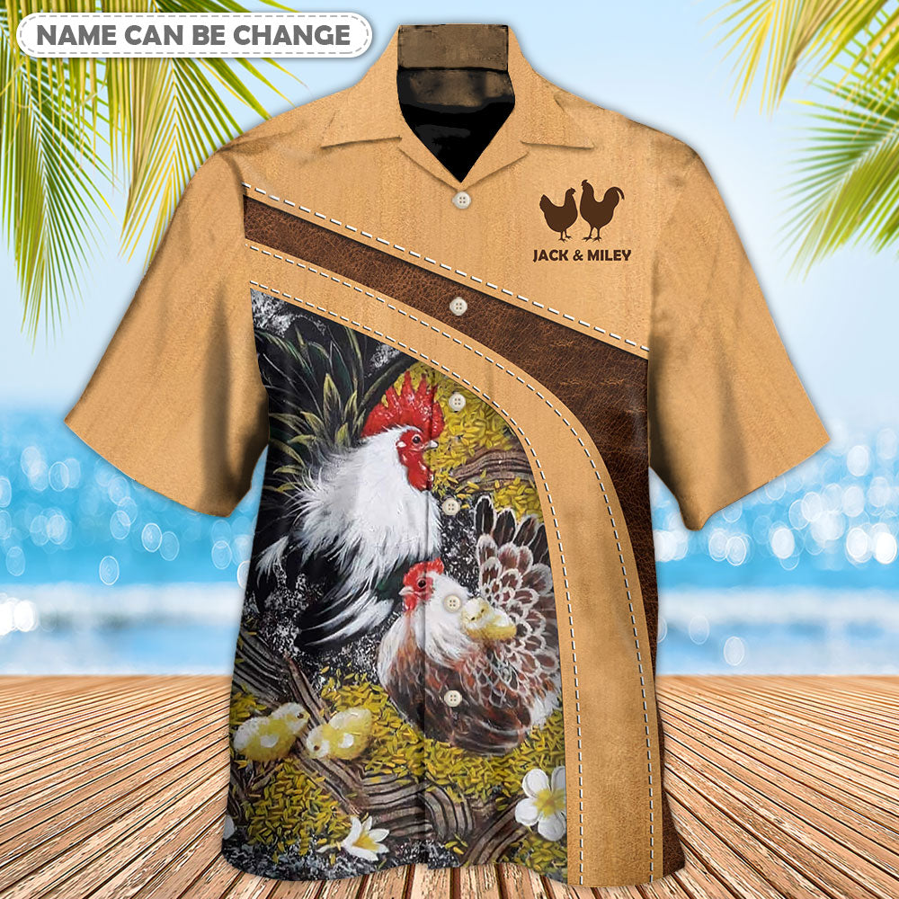 Cute Chicken Old Rooster Chick Personalized Hawaiian Shirt Design Detail For Sunny Adventures And Casual Wear