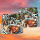 Seafood And Drinks Creative Food Beach Shorts Print View For Coastal Escapes And Casual Outings